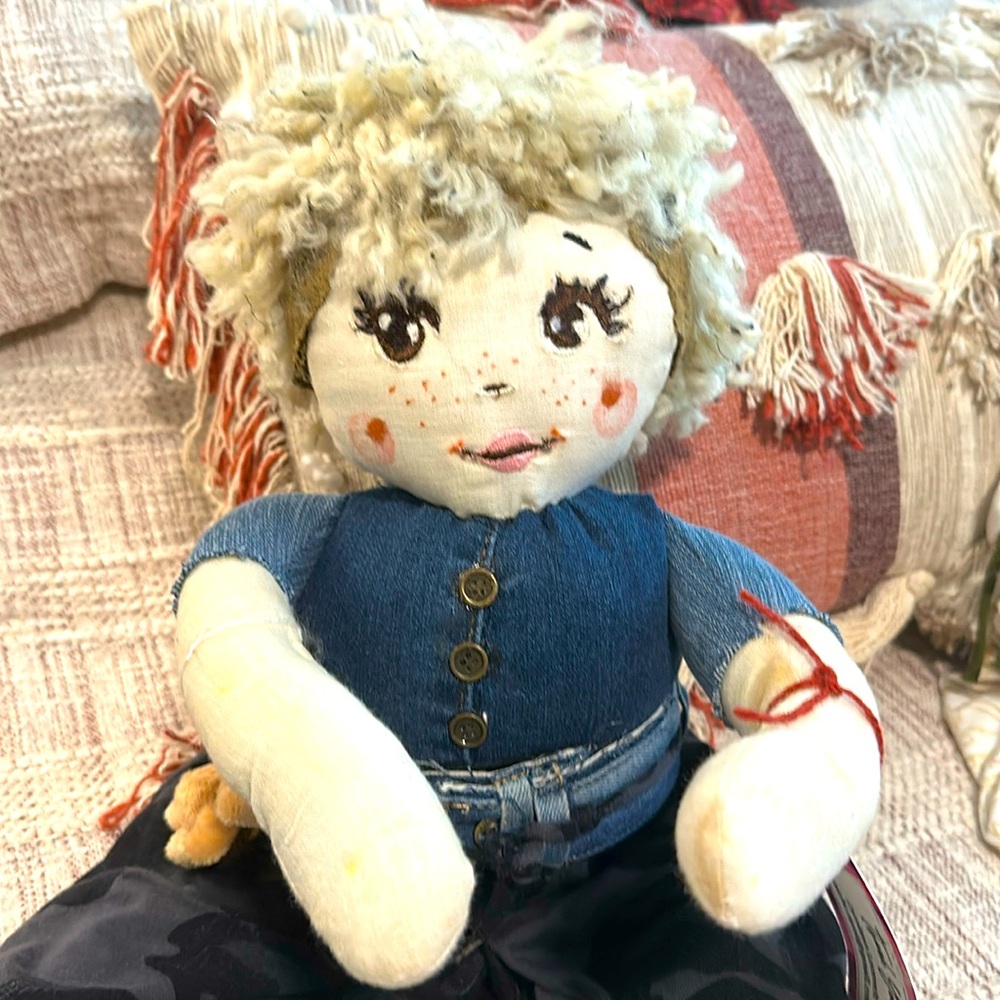 Handcrafted Rag Doll with Denim &Camo